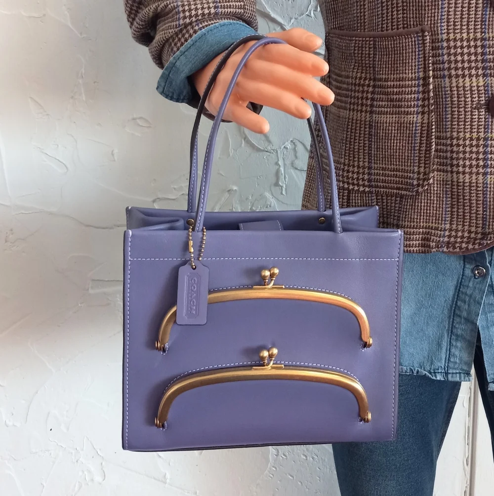 Coach Cashin Carry Tote 22, Double Kisslock, Purple - Picture 11 of 15